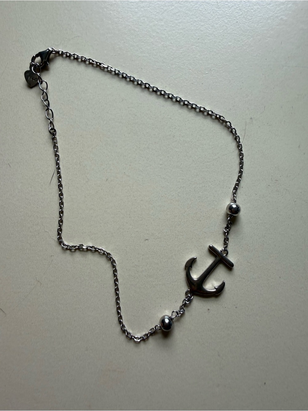 Silver Anchor Charm Anklet - Women’s Nautical Bracelet